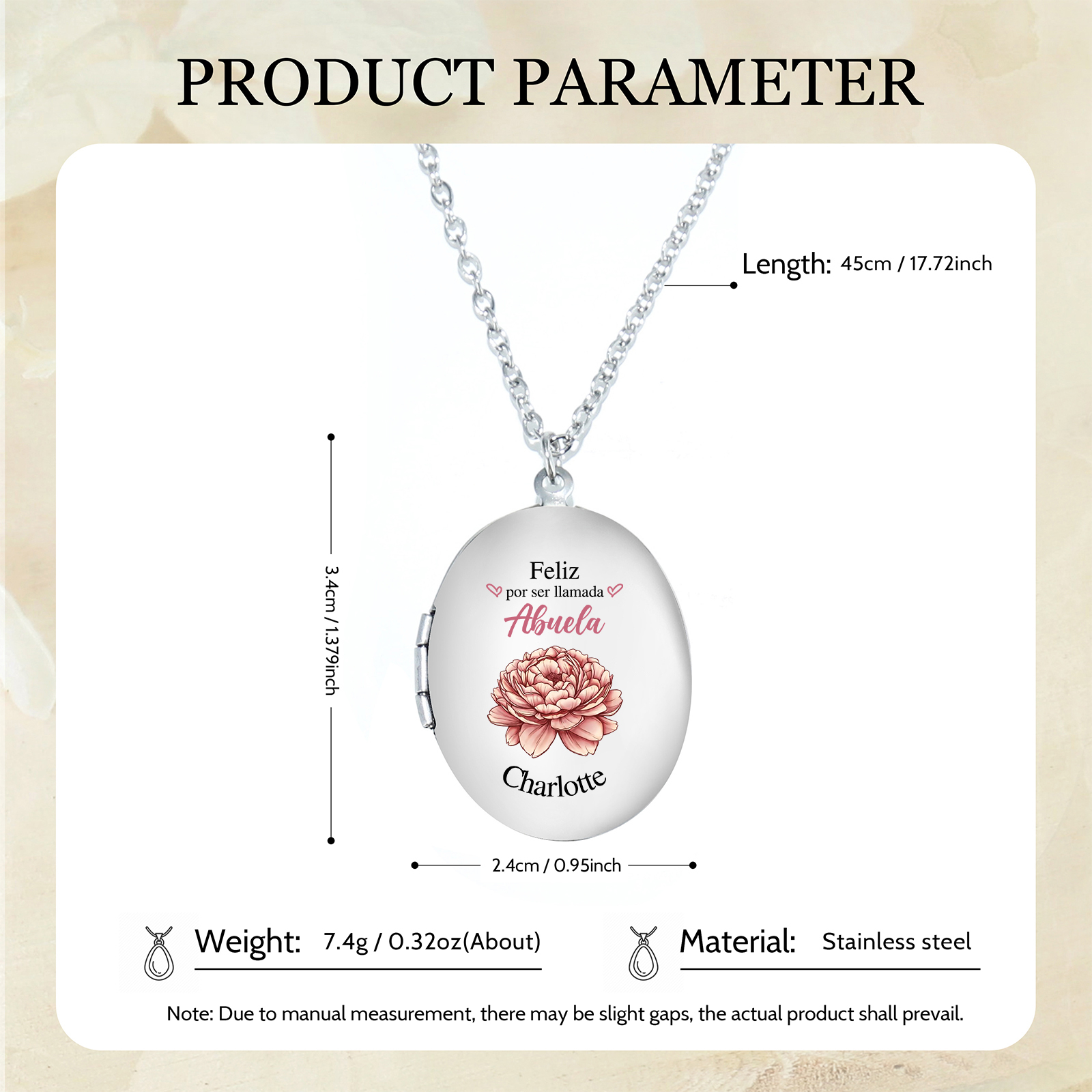 Collar a abuela con 1 nombre, flor de nacimiento y foto personalizados collar personalizado para mujer | Jessemade