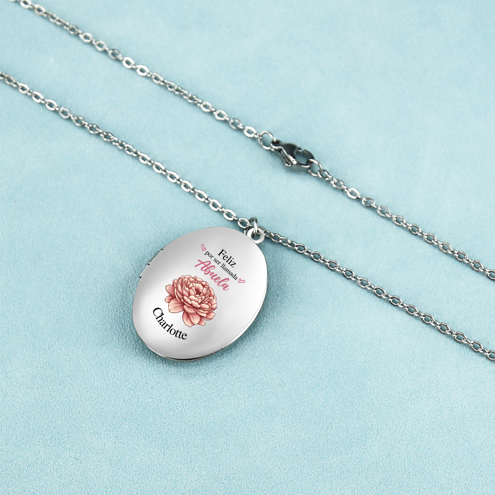 Collar a abuela con 1 nombre, flor de nacimiento y foto personalizados collar personalizado para mujer | Jessemade