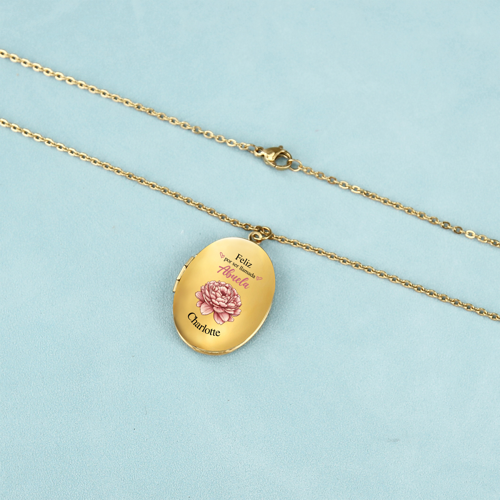 Collar a abuela con 1 nombre, flor de nacimiento y foto personalizados collar personalizado para mujer | Jessemade
