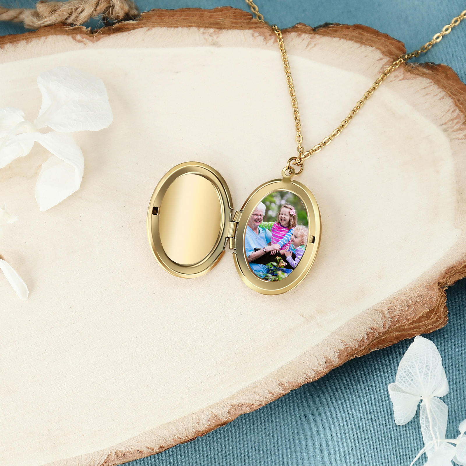 Collar a abuela con 1 nombre, flor de nacimiento y foto personalizados collar personalizado para mujer | Jessemade