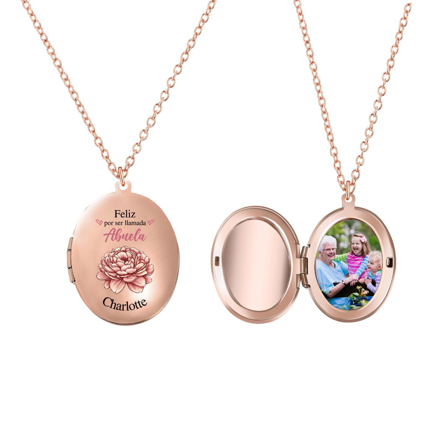 Collar a abuela con 1 nombre, flor de nacimiento y foto personalizados collar personalizado para mujer | Jessemade