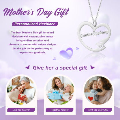 Collar de corazón de abrazo con 2 nombres collar personalizado para mujer | Jessemade