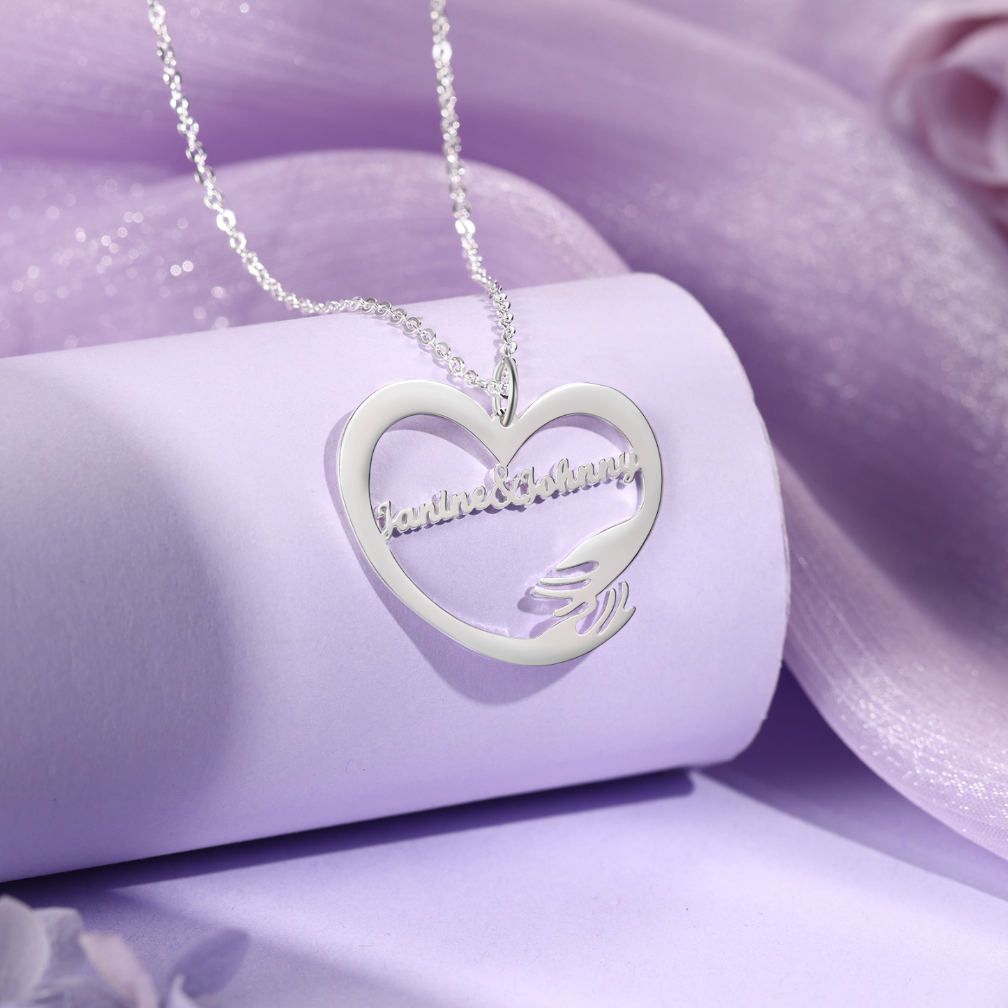 Collar de corazón de abrazo con 2 nombres collar personalizado para mujer | Jessemade