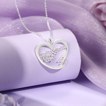 Collar de corazón de abrazo con 4 nombres collar personalizado para mujer | Jessemade