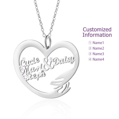 Collar de corazón de abrazo con 4 nombres collar personalizado para mujer | Jessemade