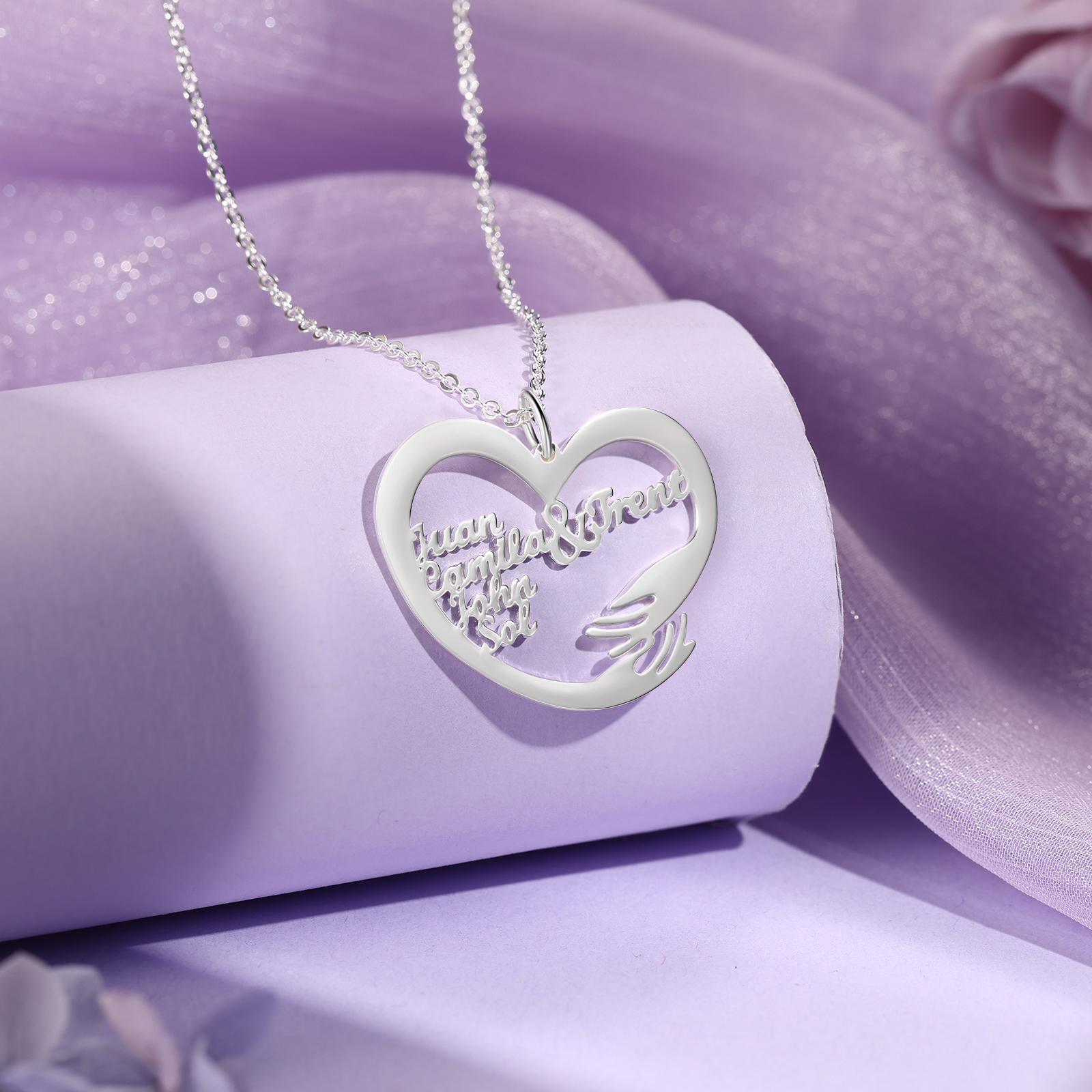 Collar de corazón de abrazo con 5 nombres collar personalizado para mujer | Jessemade