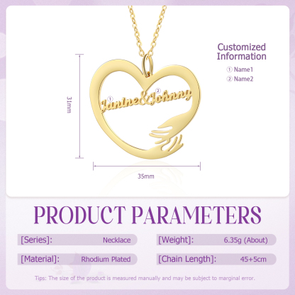 Collar de corazón de abrazo con 2 nombres collar personalizado para mujer | Jessemade