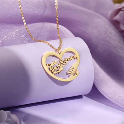 Collar de corazón de abrazo con 4 nombres collar personalizado para mujer | Jessemade