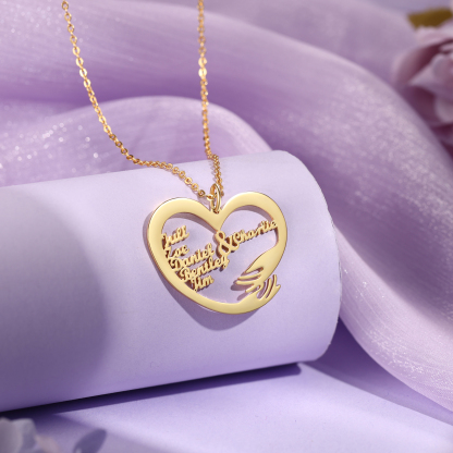 Collar de corazón de abrazo con 6 nombres collar personalizado para mujer | Jessemade