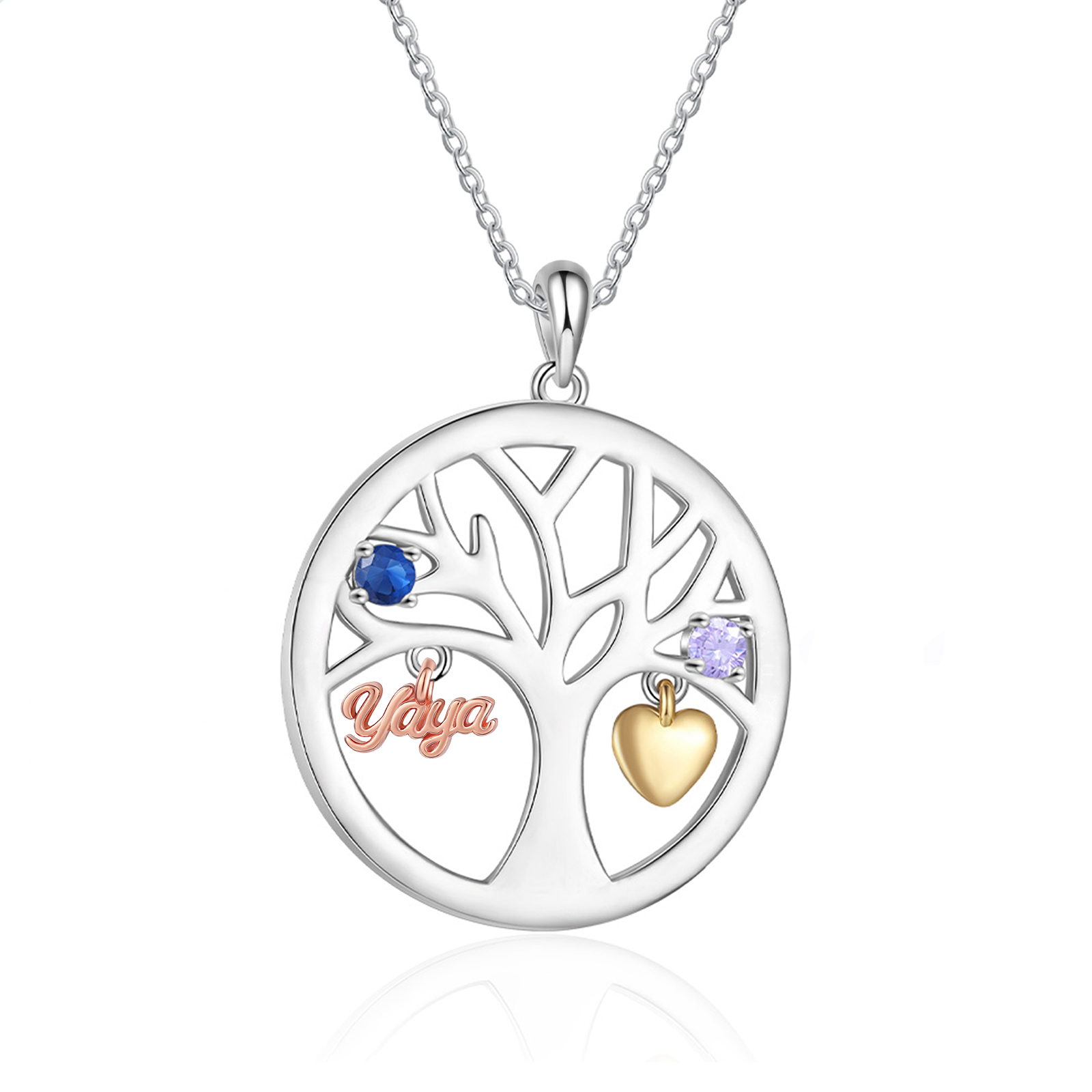 Collar de señora personalizado con árbol de la vida y piedras de nacimiento – regalo ideal para abuela