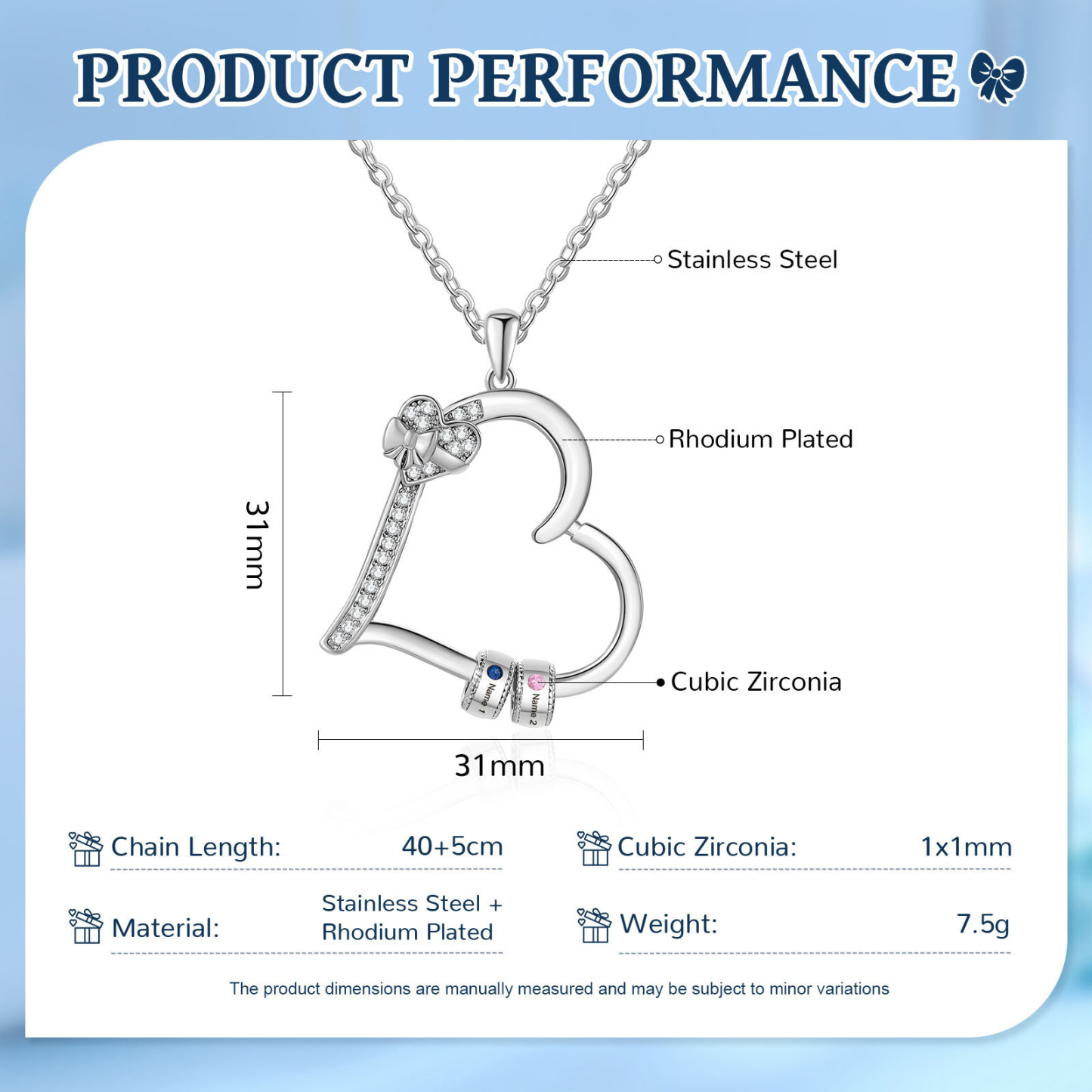Collar de corazón con 2 piedras de nacimiento y 2 nombres en aros collar personalizado para mujer | Jessemade