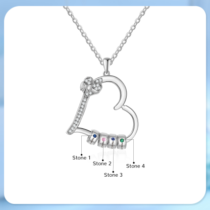 Collar de corazón con 4 piedras de nacimiento y 4 nombres en aros collar personalizado para mujer | Jessemade