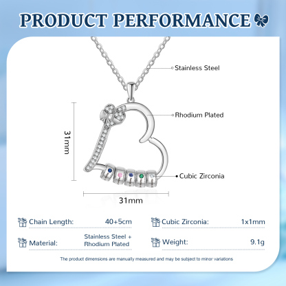 Collar de corazón con 5 piedras de nacimiento y 5 nombres en aros collar personalizado para mujer | Jessemade