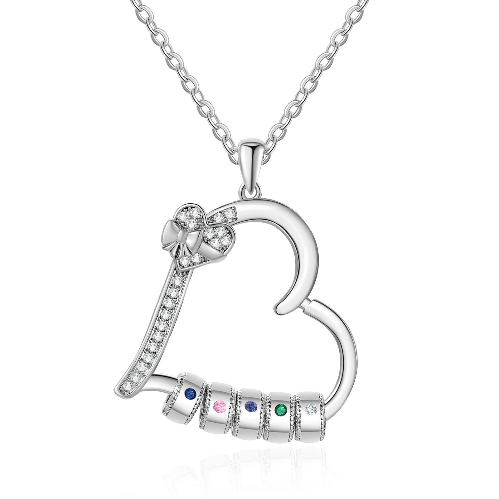 Collar de corazón con 5 piedras de nacimiento y 5 nombres en aros collar personalizado para mujer | Jessemade