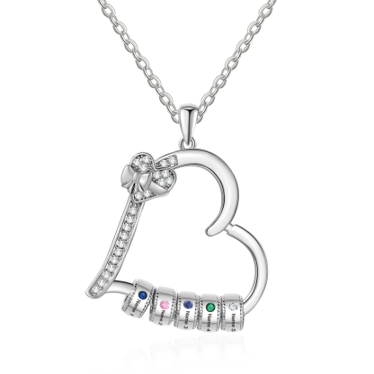Collar de corazón con 5 piedras de nacimiento y 5 nombres en aros collar personalizado para mujer | Jessemade