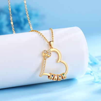 Collar de corazón con 4 piedras de nacimiento y 4 nombres en aros collar personalizado para mujer | Jessemade