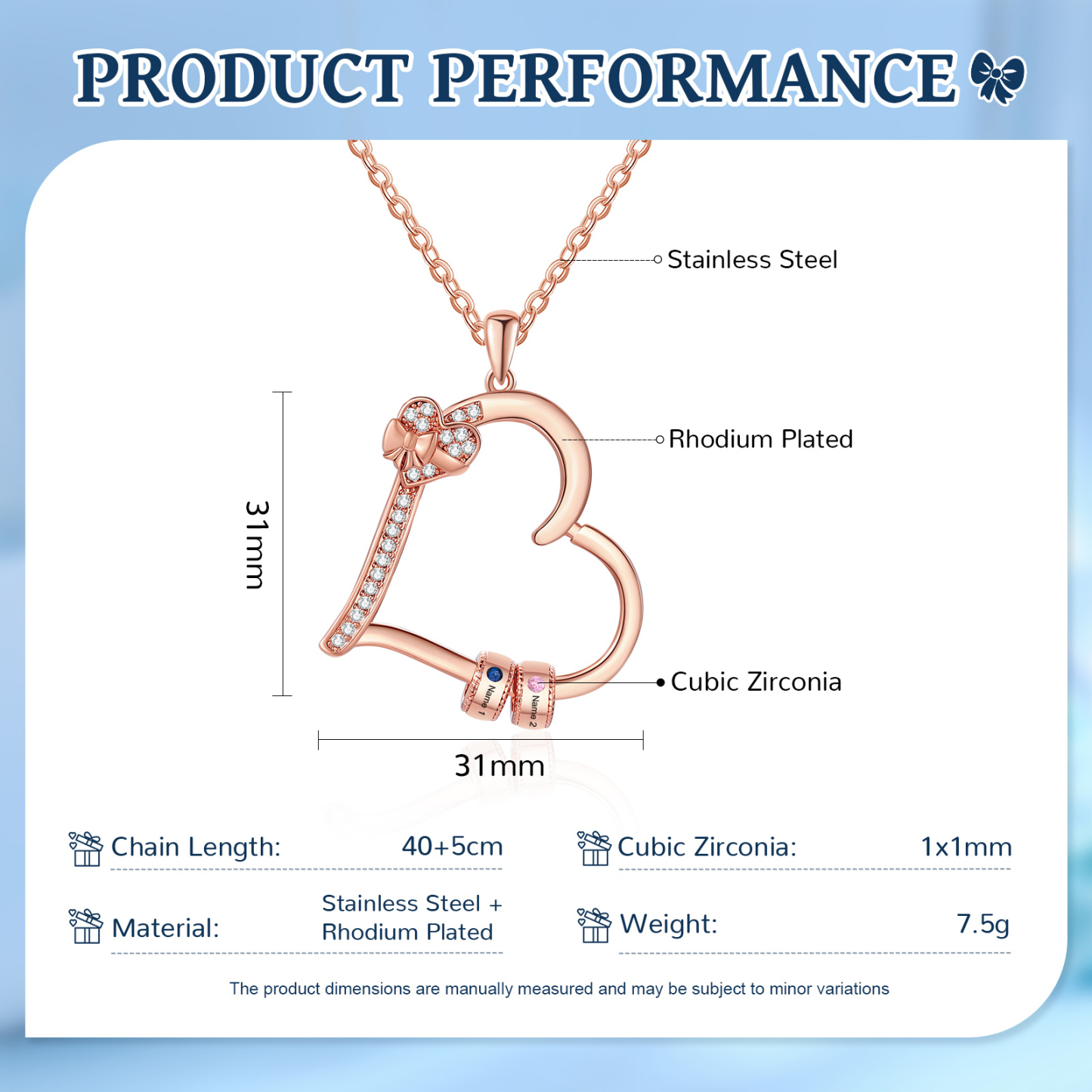 Collar de corazón con 2 piedras de nacimiento y 2 nombres en aros collar personalizado para mujer | Jessemade