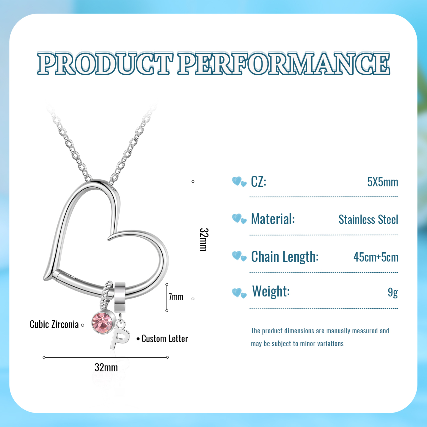 Collar de corazón personalizado para mujer con colgantes de 1 letra y 1 piedra de nacimiento | Jessemade