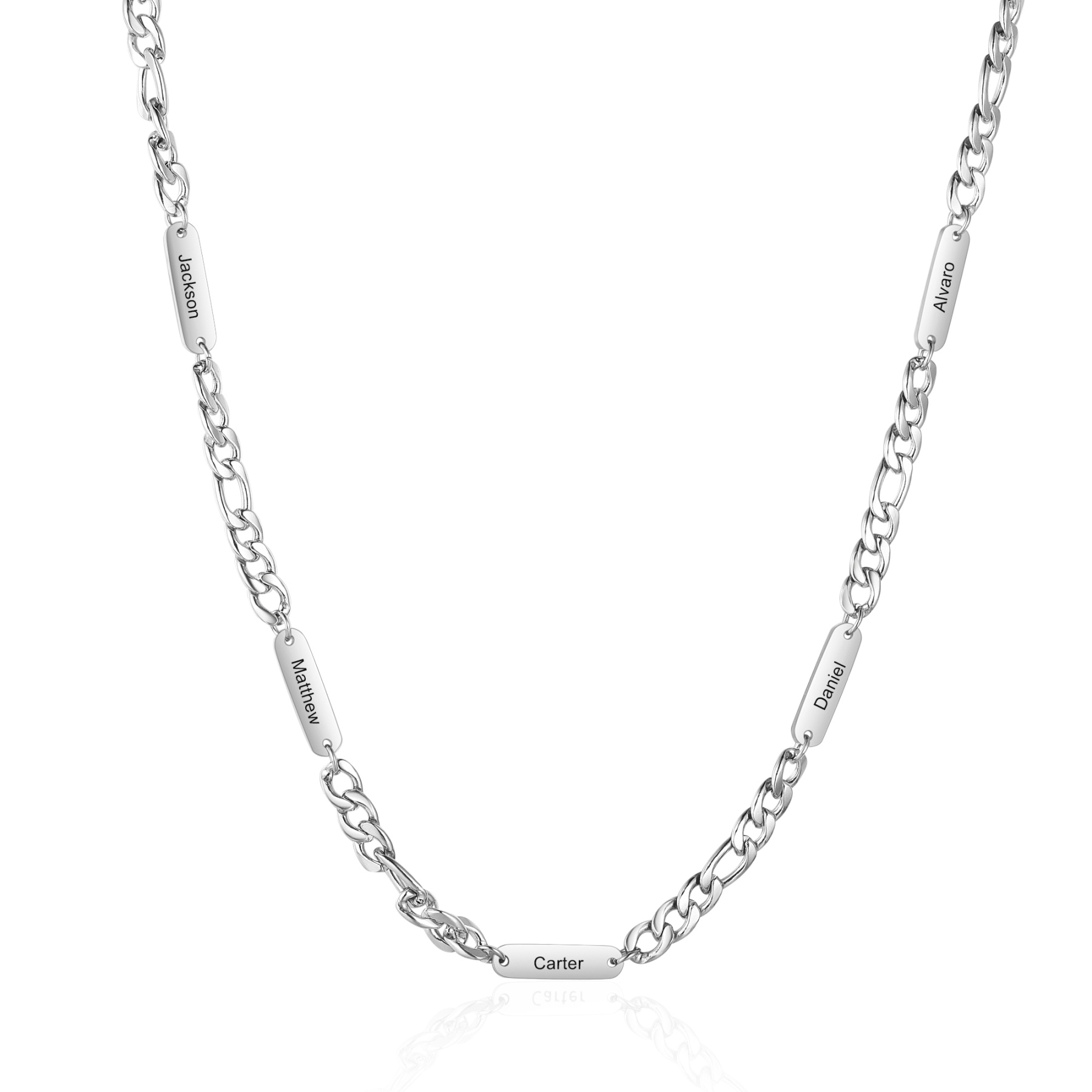 Collar de acero inoxidable personalizado con 1-5 nombres Collar para hombre