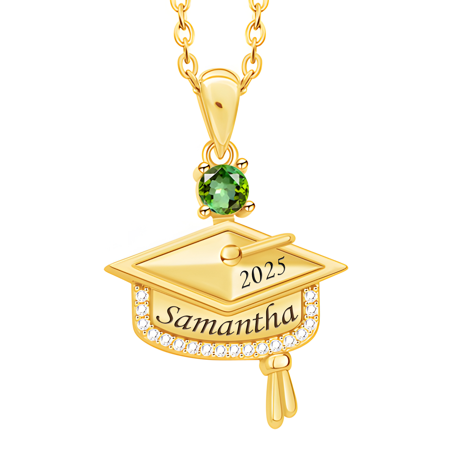 Para graduadas - Collar personalizado de graduación con piedra de nacimiento y nombre grabado – Joya única para la temporada de graduación 2025, regalo ideal para estudiantes