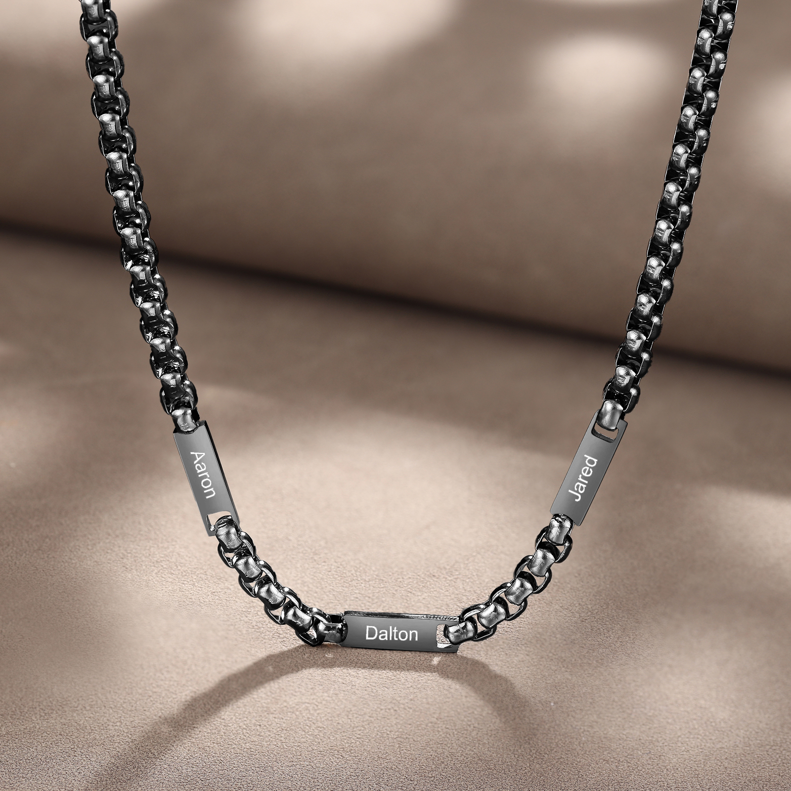 Collar de cadena personalizado con 1-5 nombres para hombre