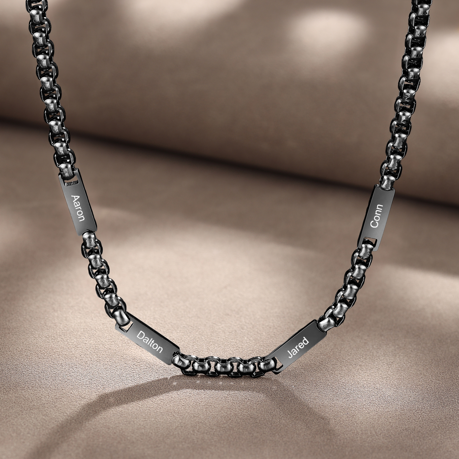 Collar de cadena personalizado con 1-5 nombres para hombre