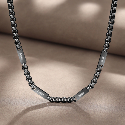 Collar de cadena personalizado con 1-5 nombres para hombre