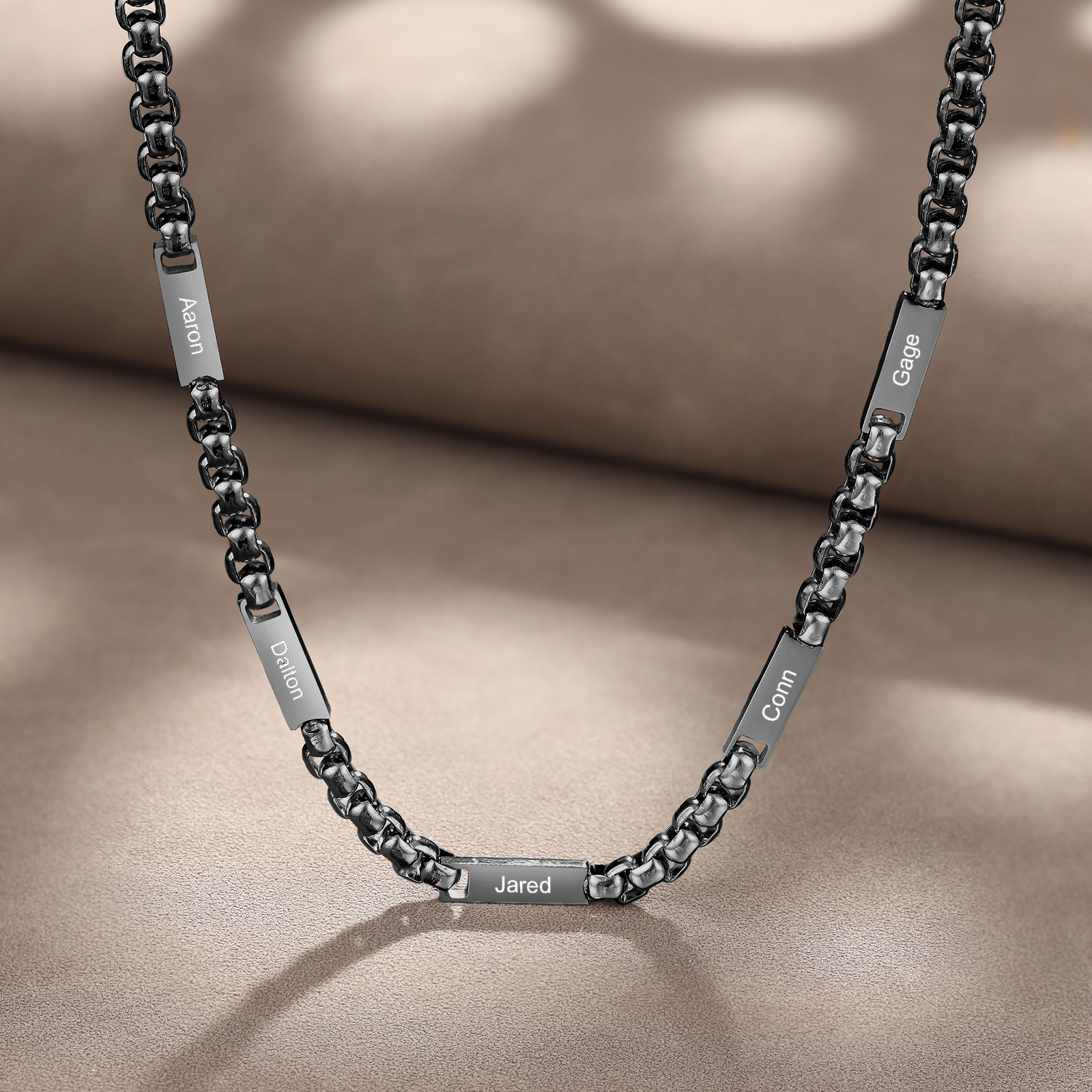 Collar de cadena personalizado con 1-5 nombres para hombre