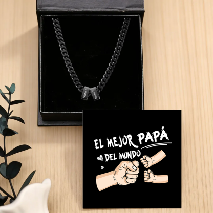 Collar de eslabones cubanos personalizado para hombre con 1 a 6 nombres