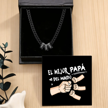 Collar de eslabones cubanos personalizado para hombre con 1 a 6 nombres