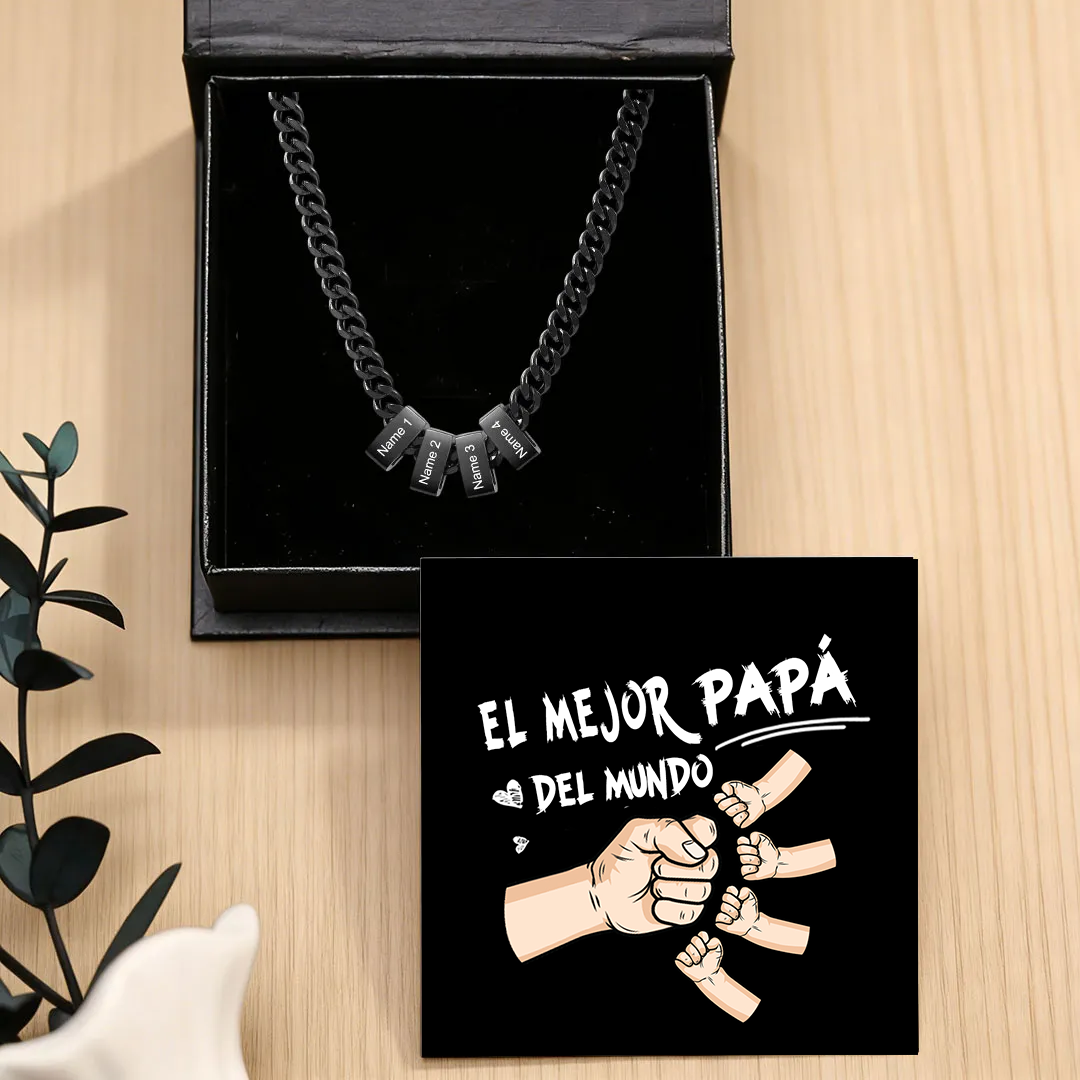 Collar de eslabones cubanos personalizado para hombre con 1 a 6 nombres