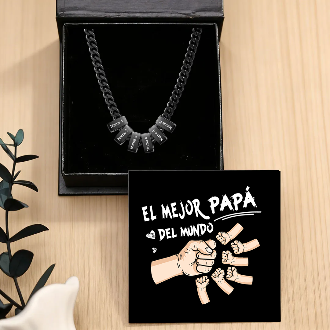 Collar de eslabones cubanos personalizado para hombre con 1 a 6 nombres