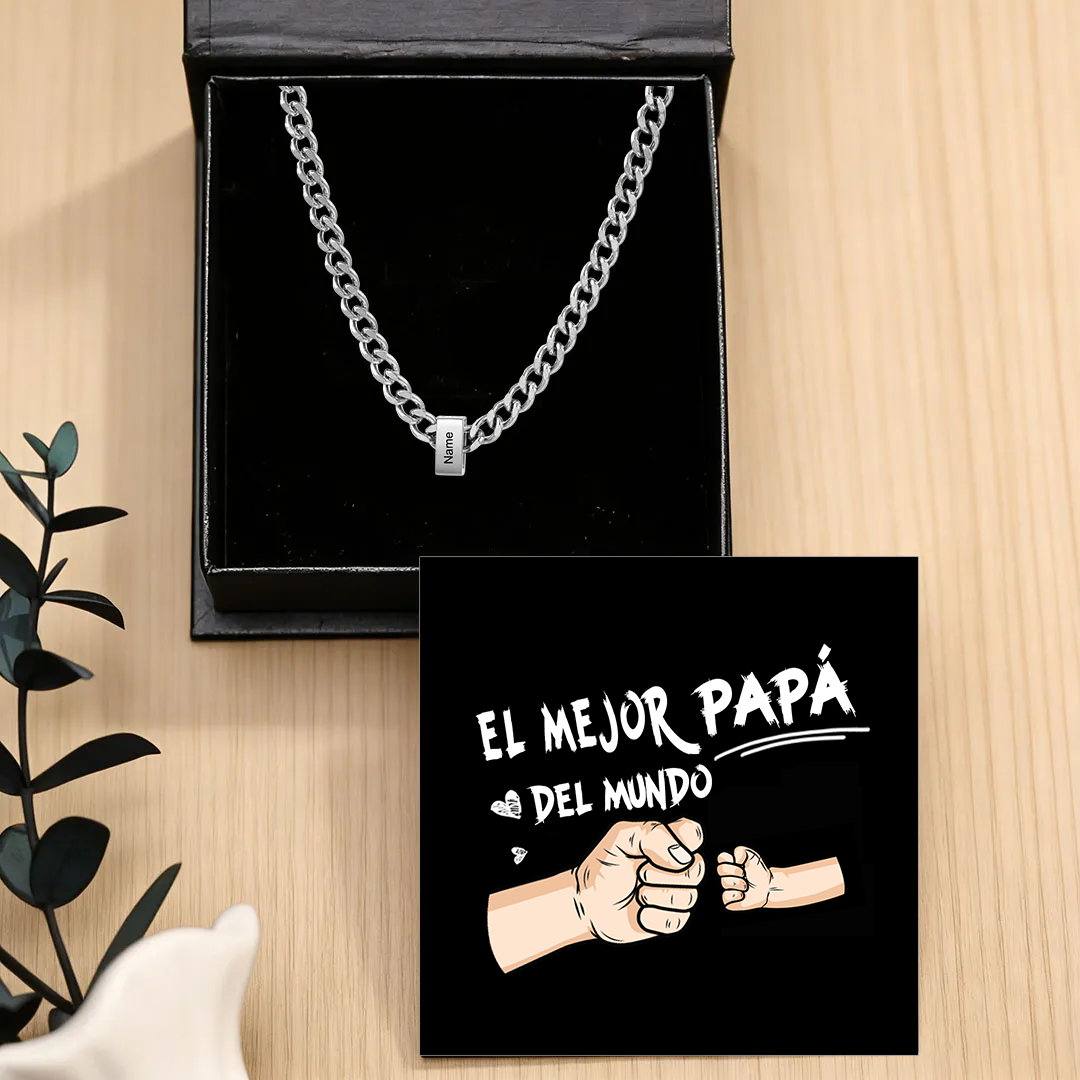 Collar de eslabones cubanos personalizado para hombre con 1 a 6 nombres