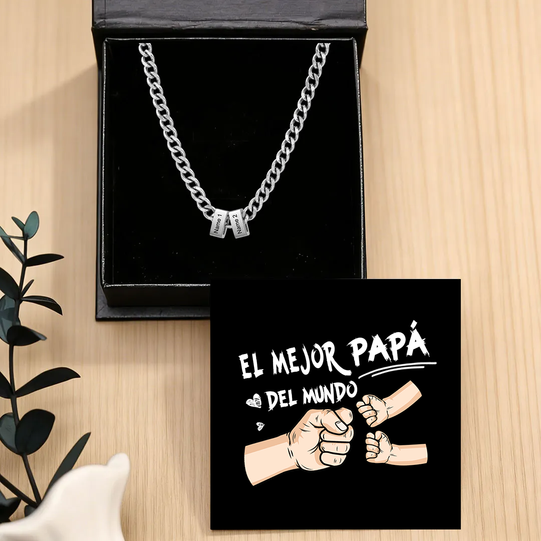 Collar de eslabones cubanos personalizado para hombre con 1 a 6 nombres