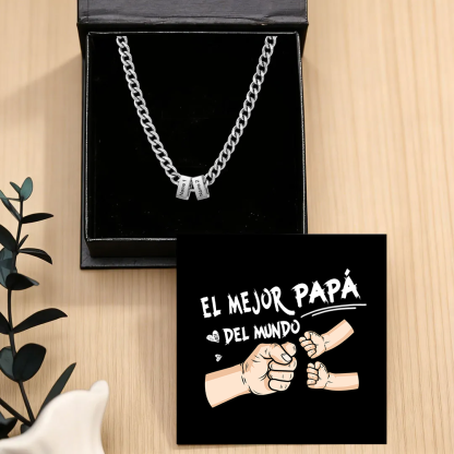 Collar de eslabones cubanos personalizado para hombre con 1 a 6 nombres