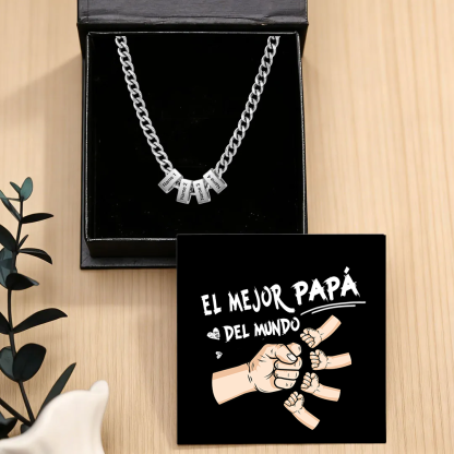 Collar de eslabones cubanos personalizado para hombre con 1 a 6 nombres