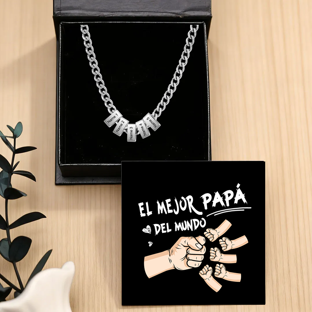 Collar de eslabones cubanos personalizado para hombre con 1 a 6 nombres