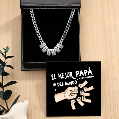 Collar de eslabones cubanos personalizado para hombre con 1 a 6 nombres