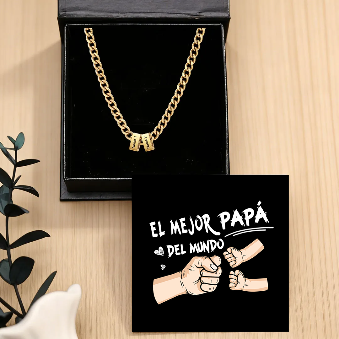Collar de eslabones cubanos personalizado para hombre con 1 a 6 nombres