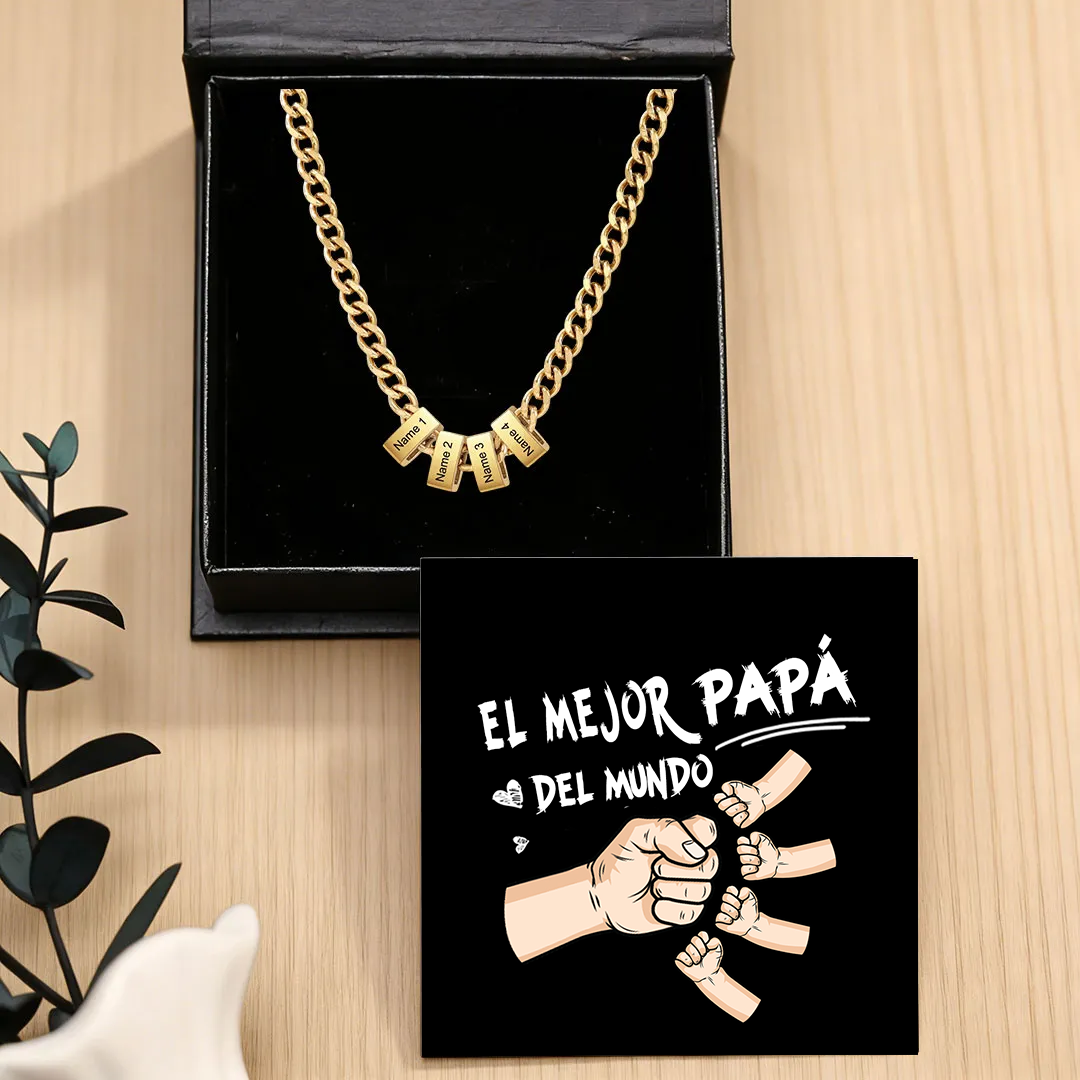 Collar de eslabones cubanos personalizado para hombre con 1 a 6 nombres