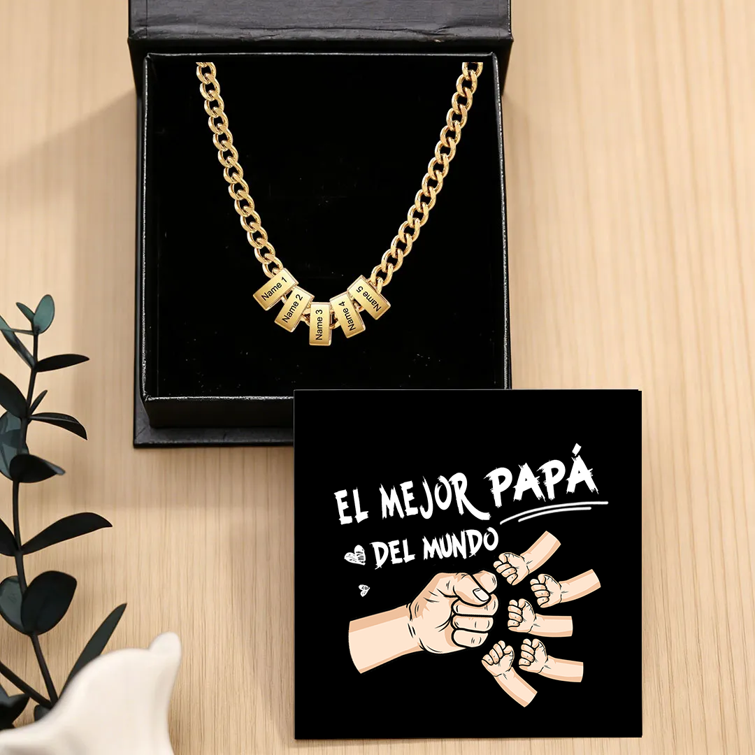 Collar de eslabones cubanos personalizado para hombre con 1 a 6 nombres