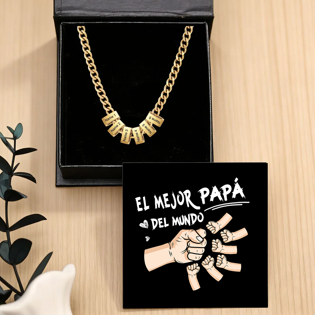 Collar de eslabones cubanos personalizado para hombre con 1 a 6 nombres