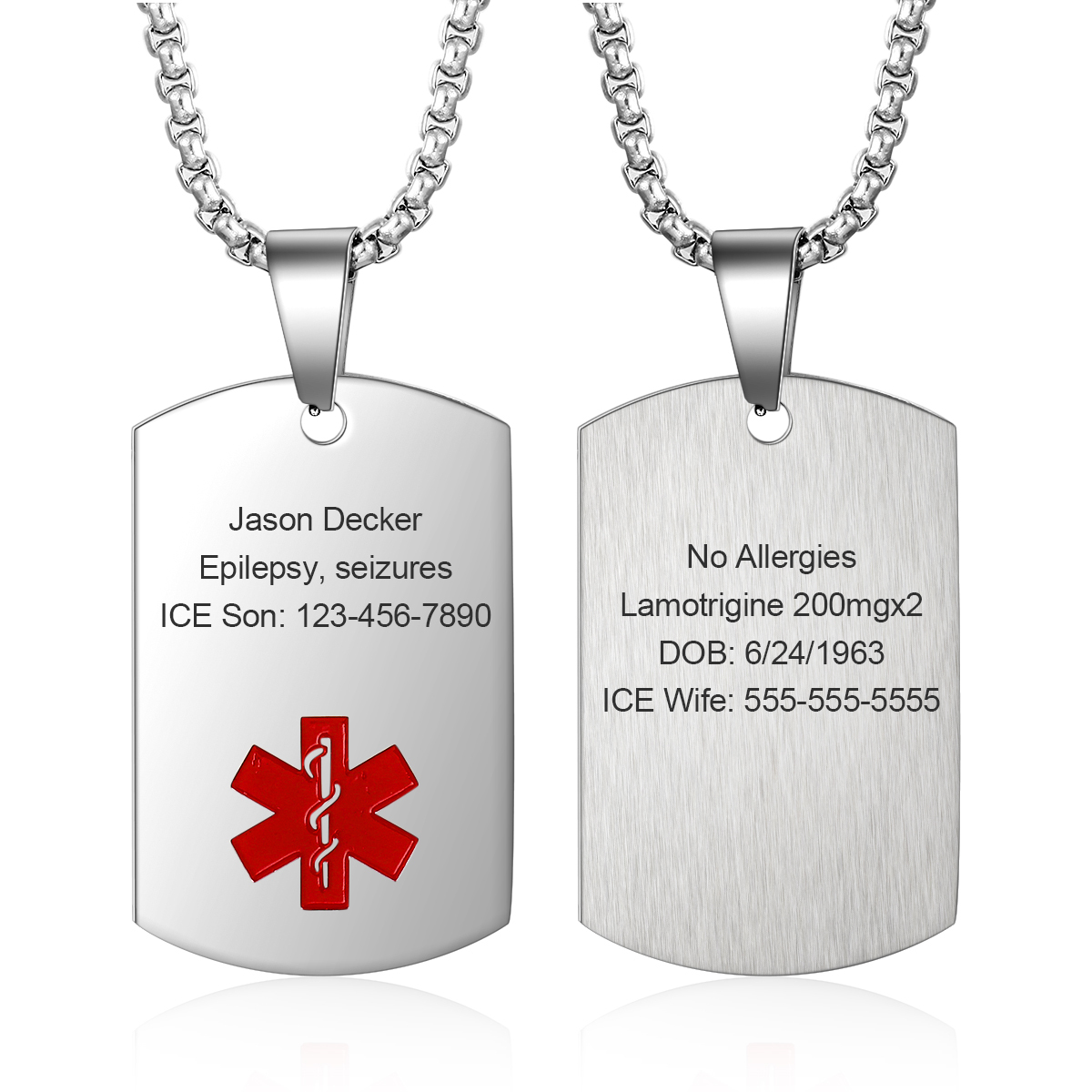 Collar de alerta médica personalizado con grabado personalizado e información de emergencia, regalo para la familia | Jessemade