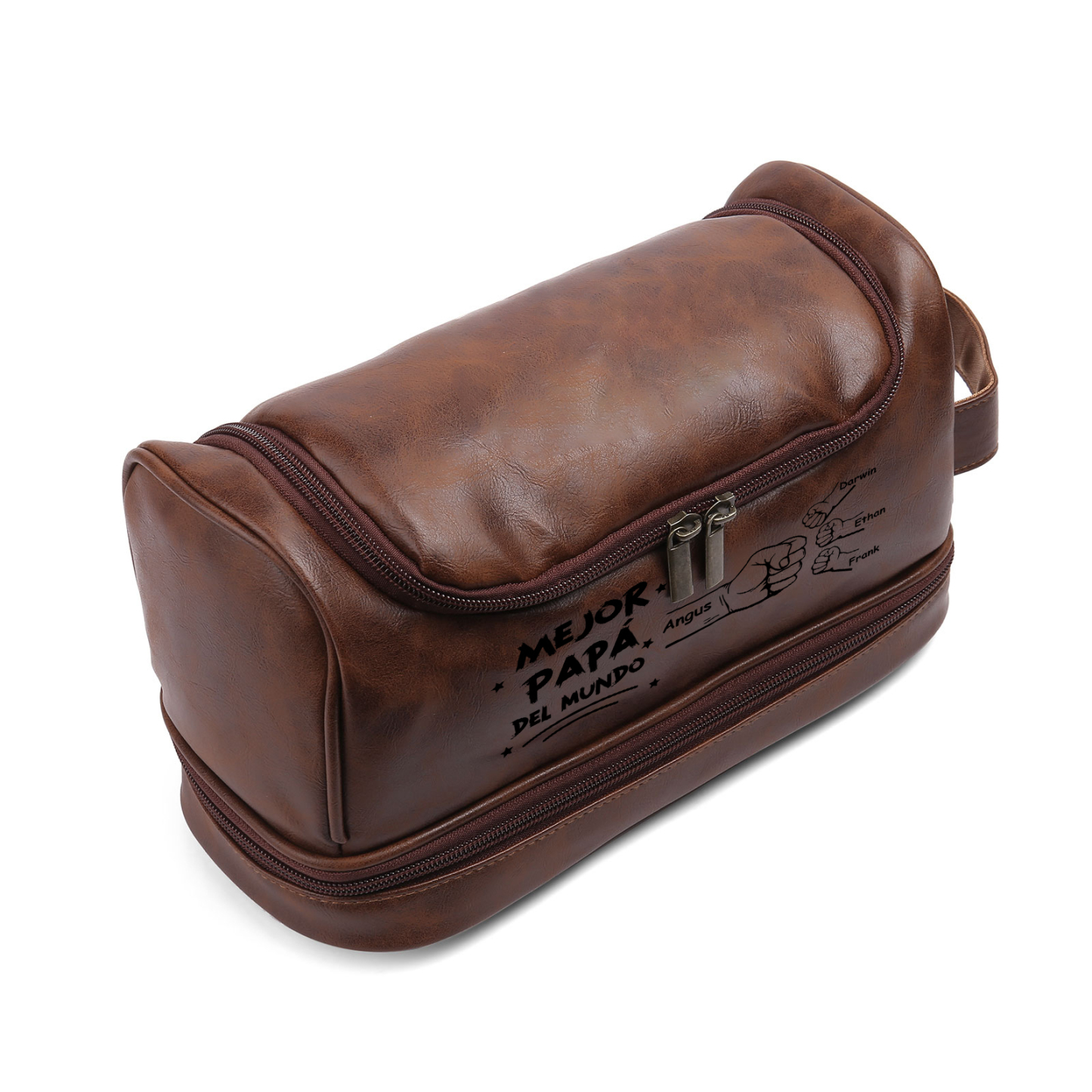 Bolsa de cuero para hombre con 4 nombres personalizados puño con puño regalo para papá | Jessemade