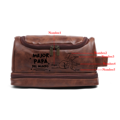 Bolsa de cuero para hombre con 5 nombres personalizados puño con puño regalo para papá | Jessemade