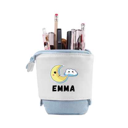 Estuche personalizado con nombre con diseños coloridos de luna para niños
