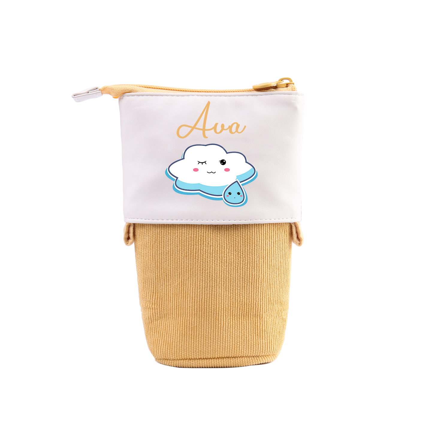 Estuche personalizado con nombre con diseños coloridos de nube para niños