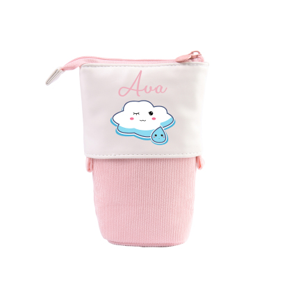 Estuche personalizado con nombre con diseños coloridos de nube para niños
