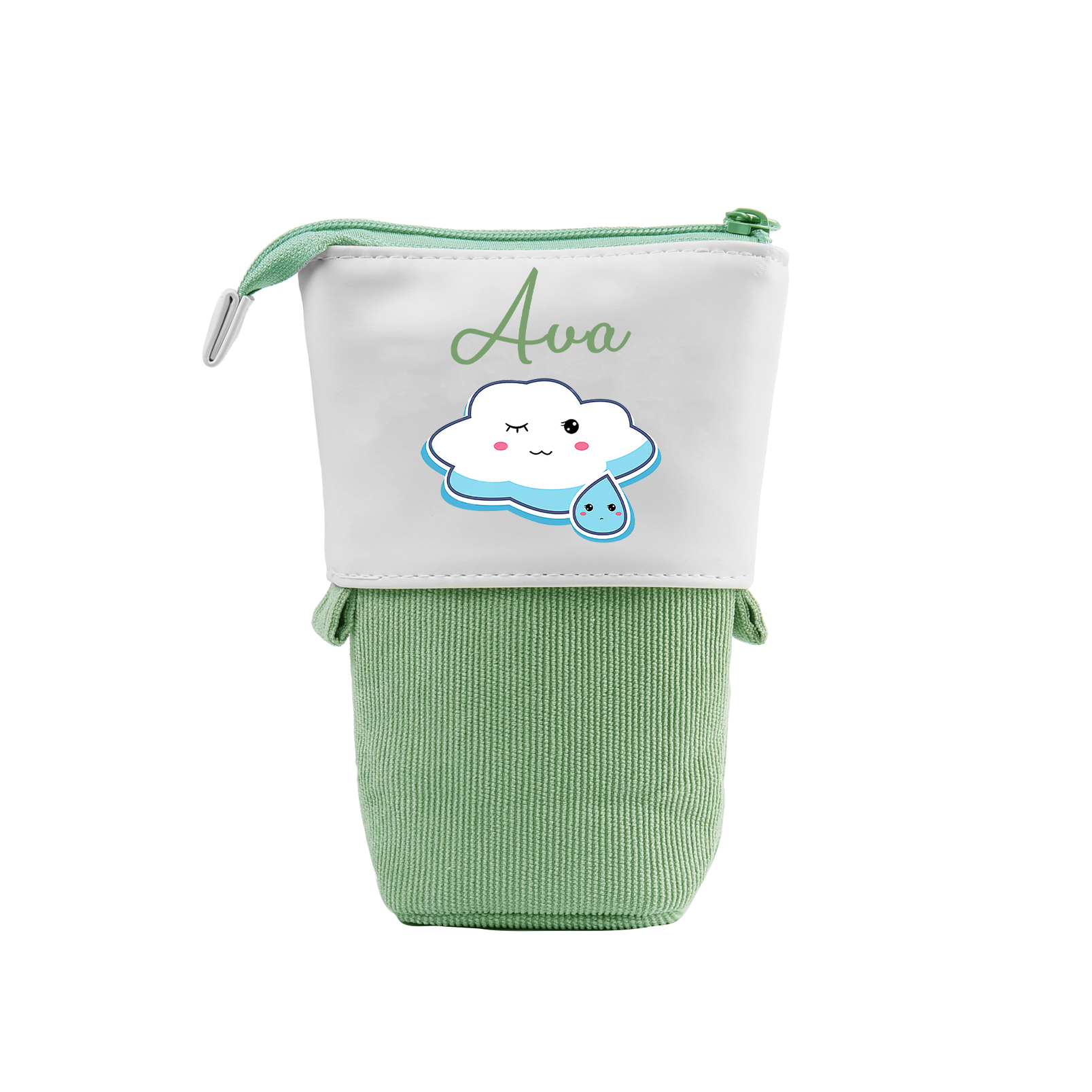 Estuche personalizado con nombre con diseños coloridos de nube para niños
