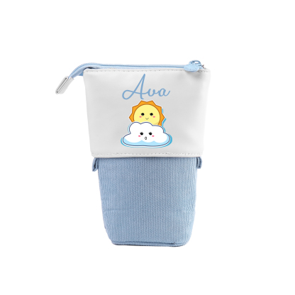 Estuche personalizado con nombre con diseños coloridos de sol para niños